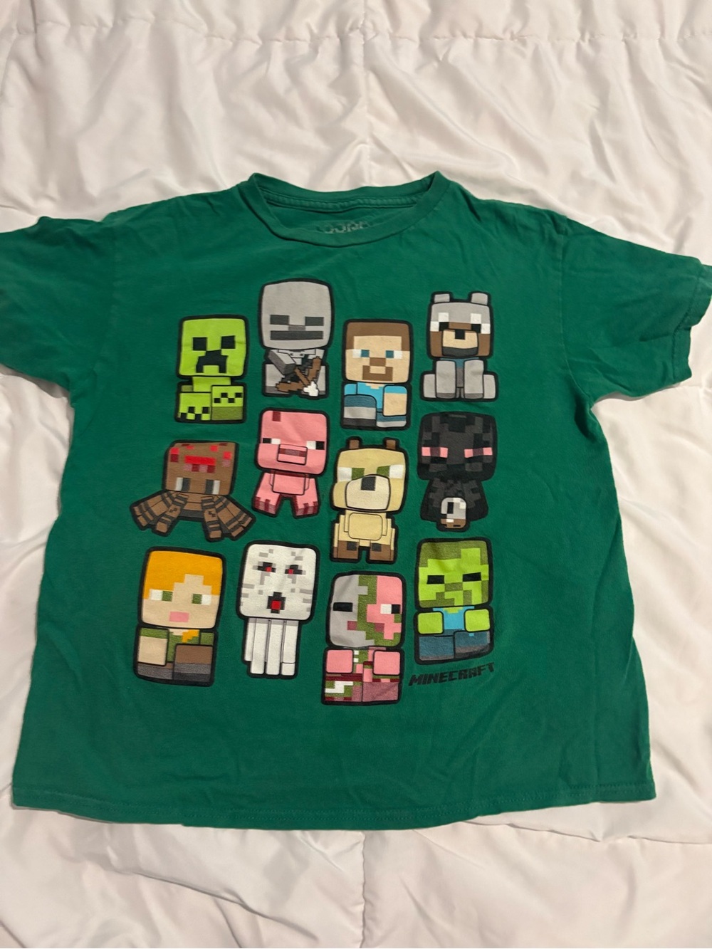 Minecraft Boys' Green Pixel Character Short Sleeve Tee